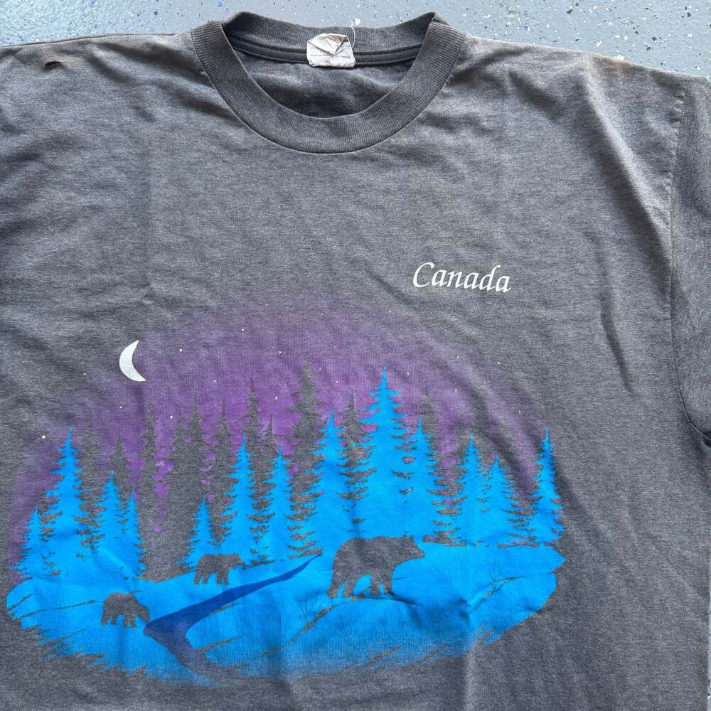 Vintage 1990s Canadian Design Inc. Bear Forest T-Shirt - Picture 2 of 8